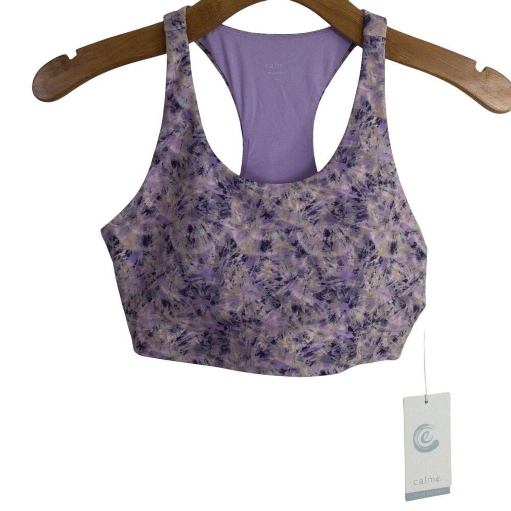 Calme By Johnny Was Womens Endurance Sports Bra Racerback Abstract Size S NWT